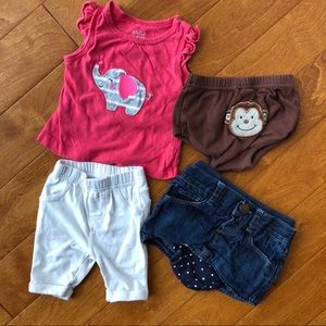 3-6 month lot, baby girl bundle, skirt, 4 items